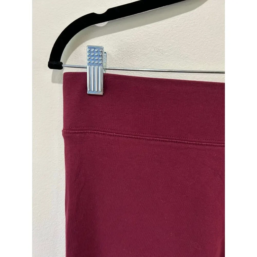 Nike maroon leggings womens XL cropped swoosh logo high waist